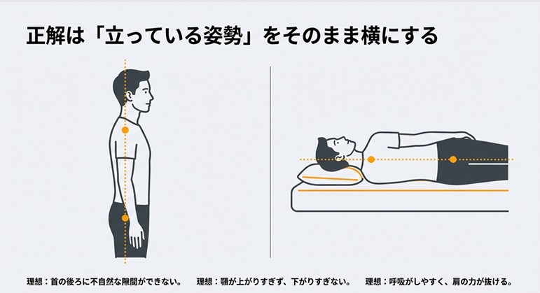 理想の寝姿勢は立っている姿勢と同じ直立状態