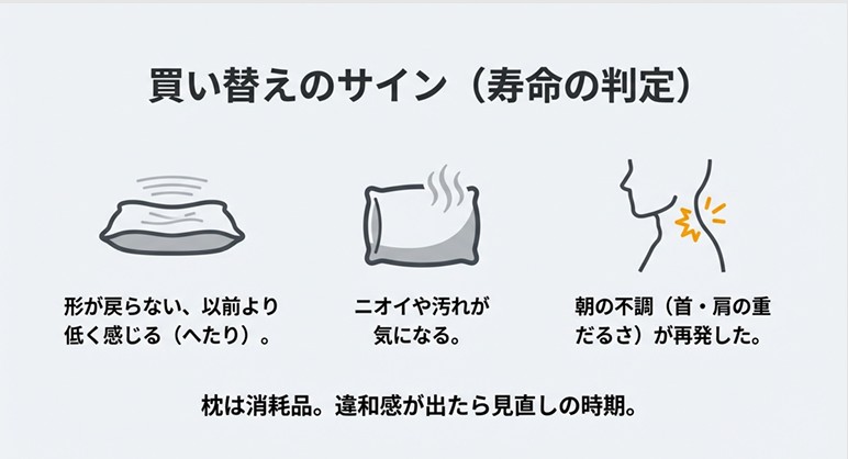 枕の寿命サイン へたりやニオイ
