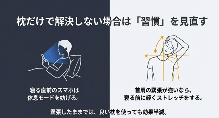 寝る前のスマホ断ちと首のストレッチ習慣